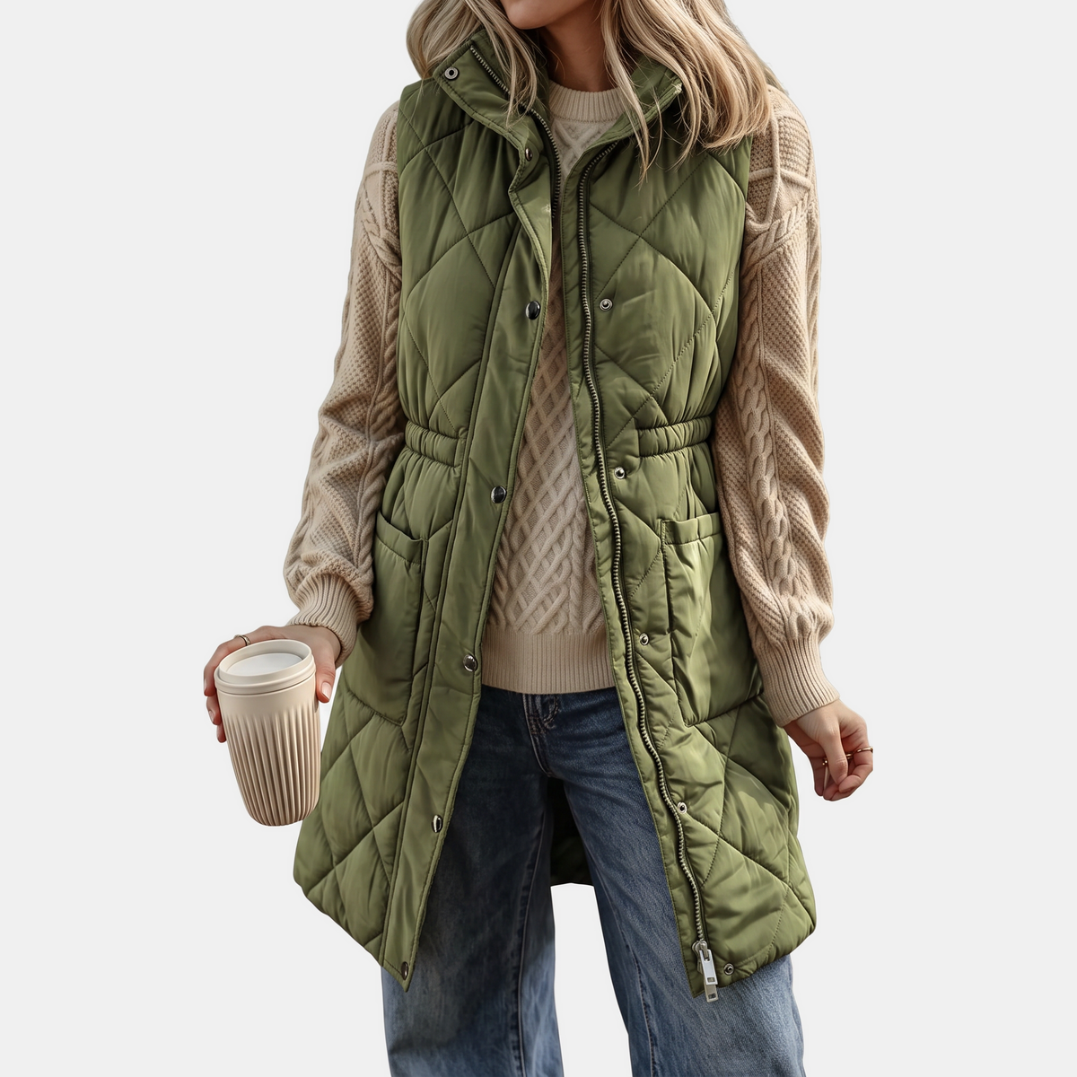 VINTRA - CHALECO ACOLCHADO MIDI CON CAPUCHA