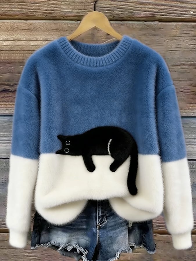 ÉMELINE - SUDADERA OVERSIZE CON ESTAMPADO DE GATOS