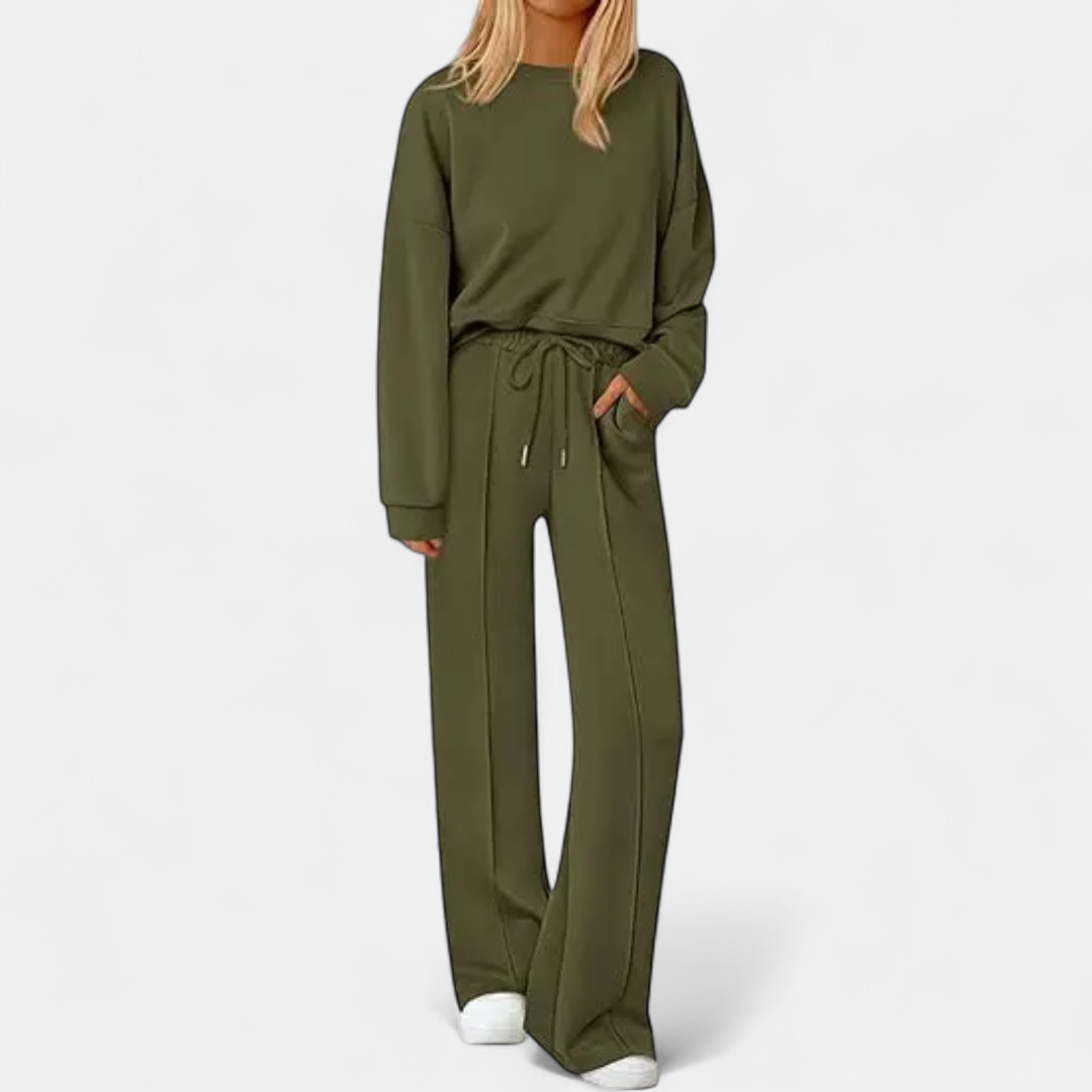 REMY - CONJUNTO DE PUNTO CON PANTALÓN DE PIERNA ANCHA