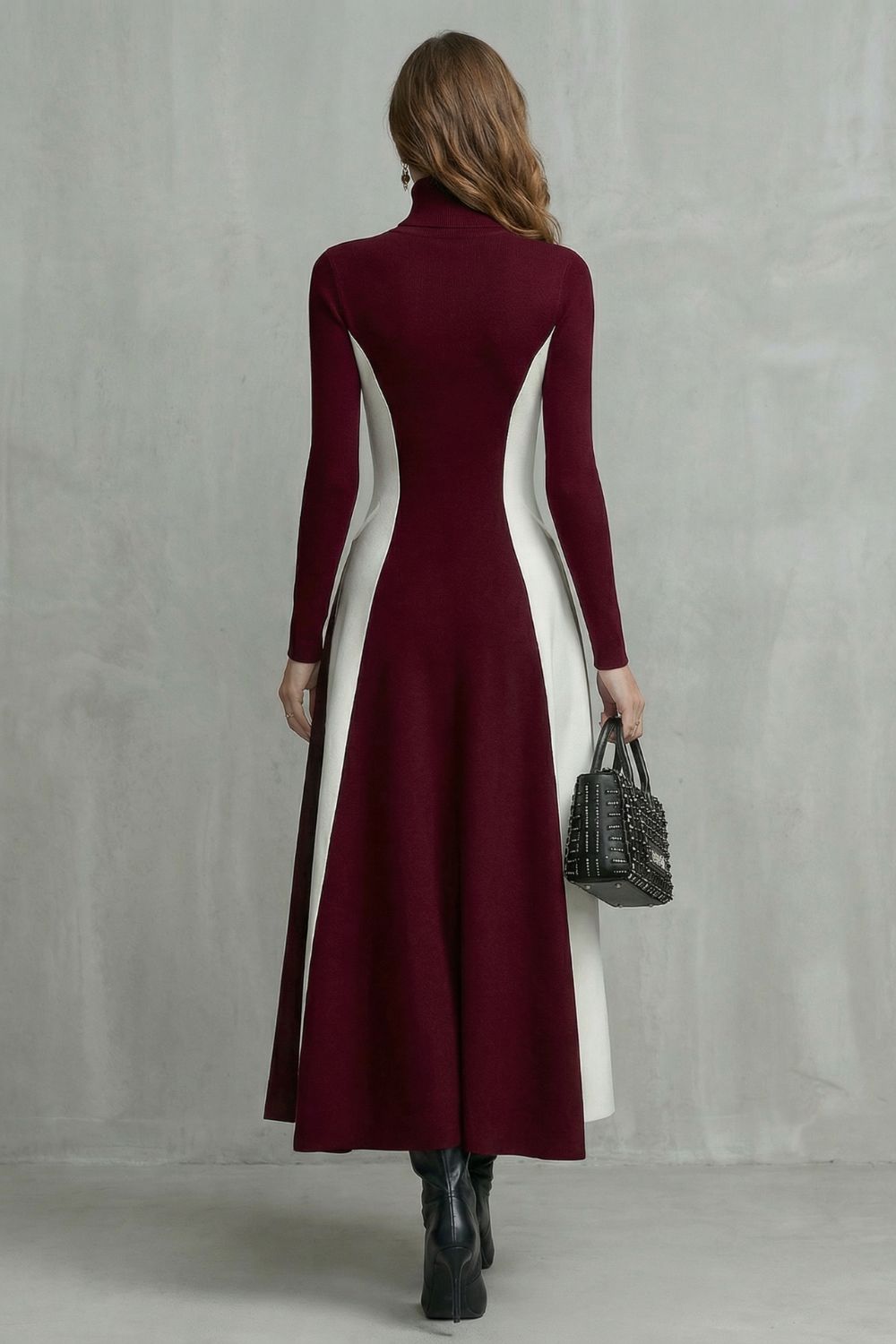 MARIVEILLE - VESTIDO LARGO BICOLOR DE CUELLO ALTO