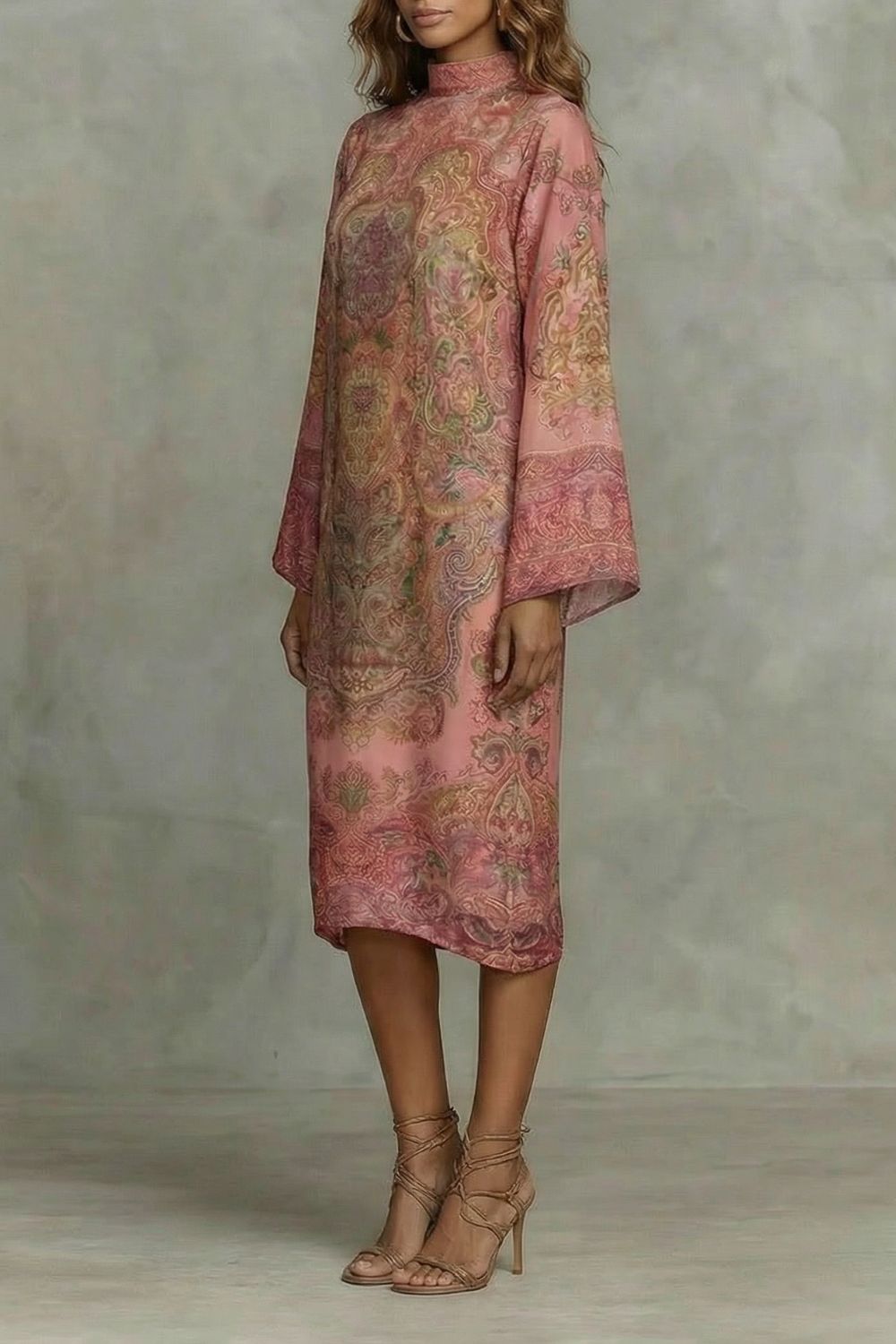 MARÉLIENNE - VESTIDO MIDI KIMONO CON ESTAMPADO BARROCO