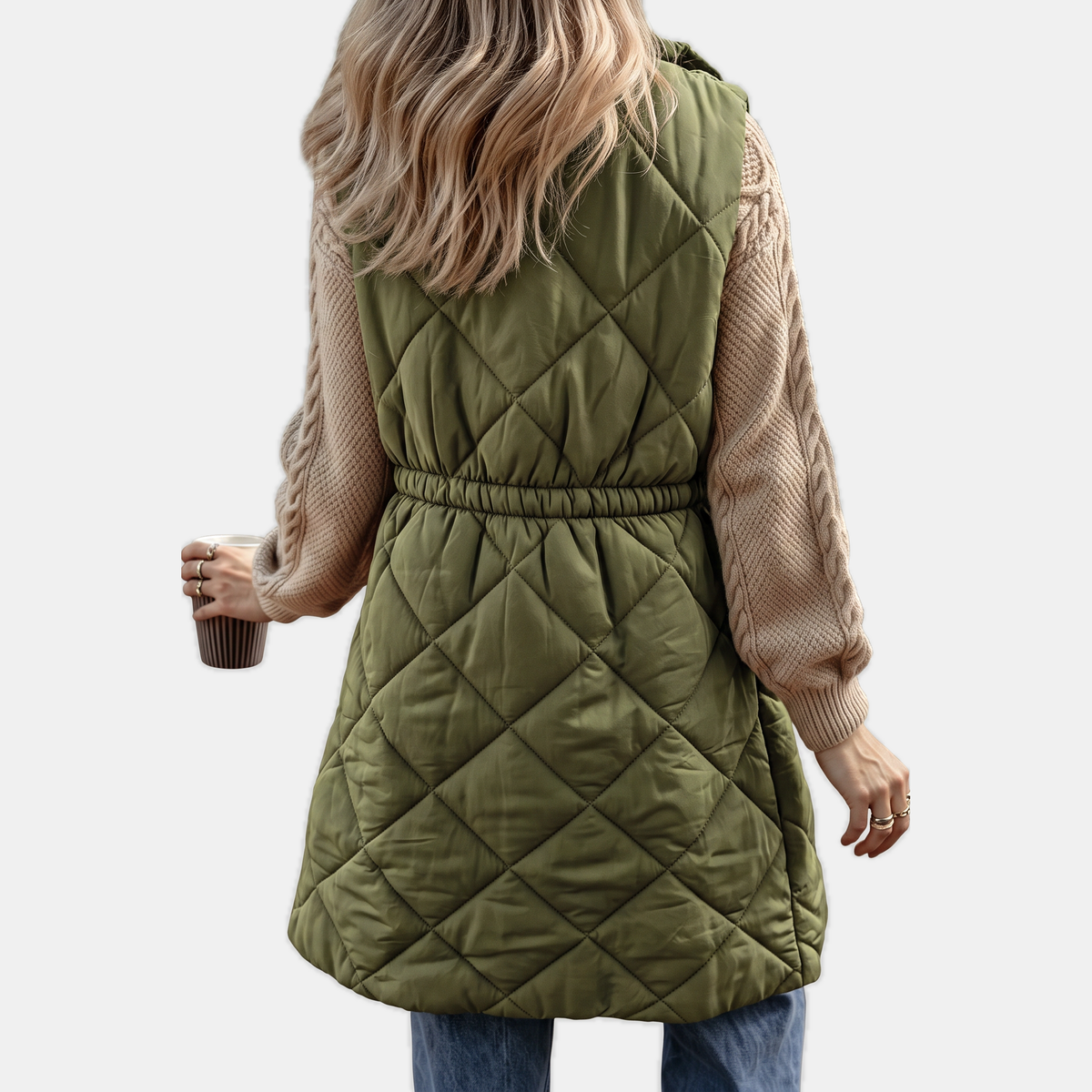 VINTRA - CHALECO ACOLCHADO MIDI CON CAPUCHA