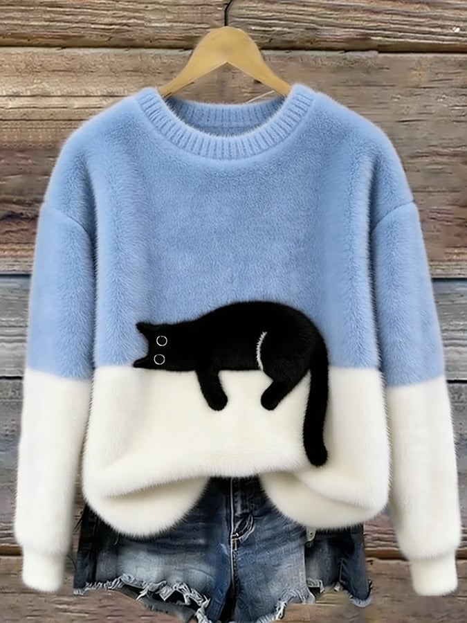 ÉMELINE - SUDADERA OVERSIZE CON ESTAMPADO DE GATOS