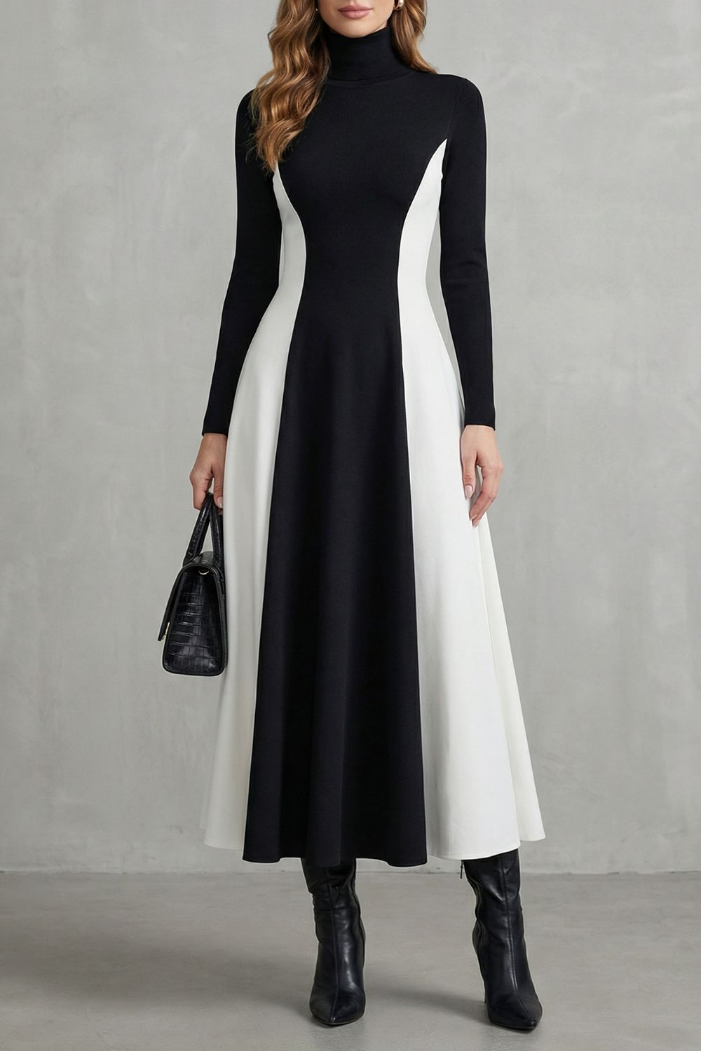 MARIVEILLE - VESTIDO LARGO BICOLOR DE CUELLO ALTO