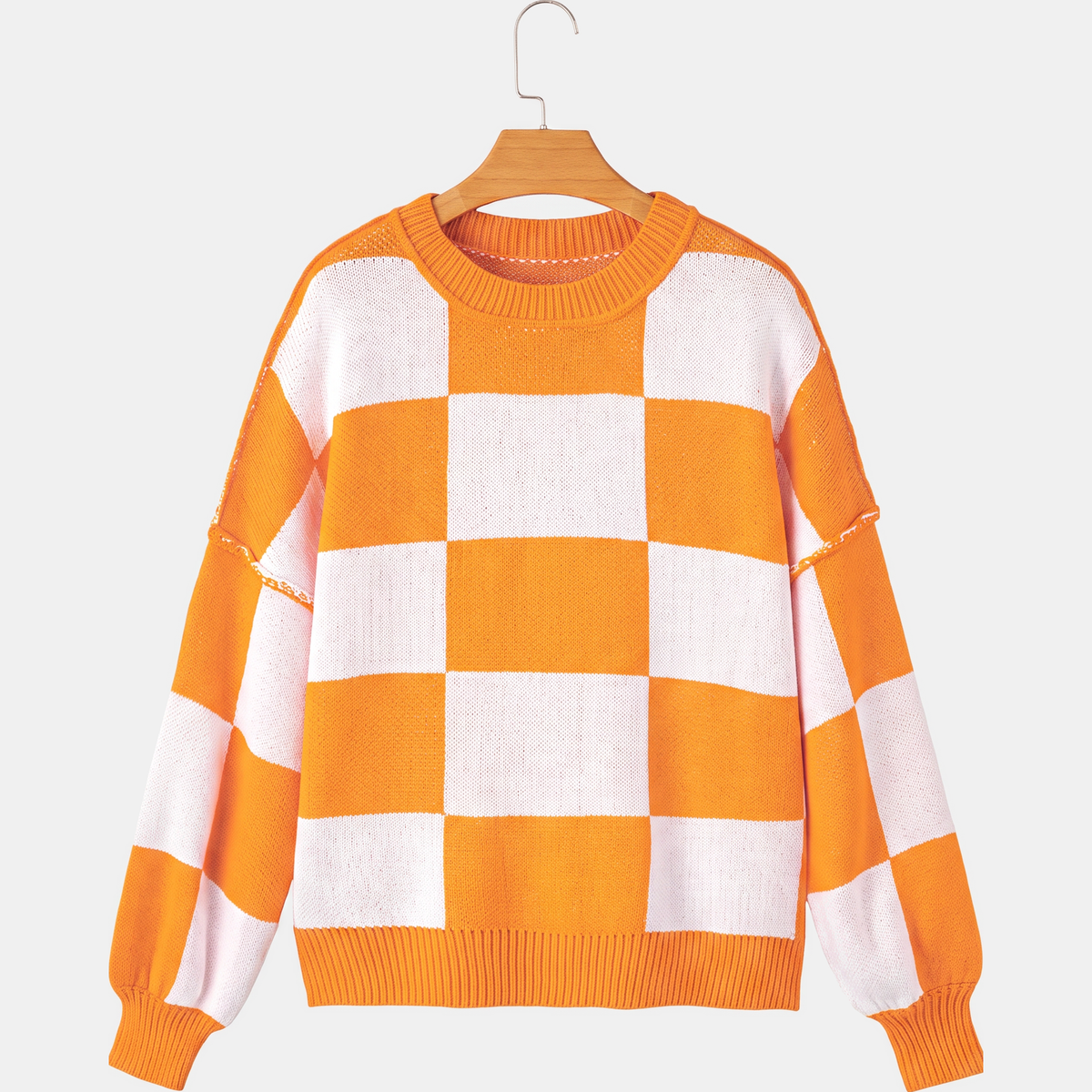 OTTILIA - JERSEY DE CUADROS CON MANGAS ABULLONADAS