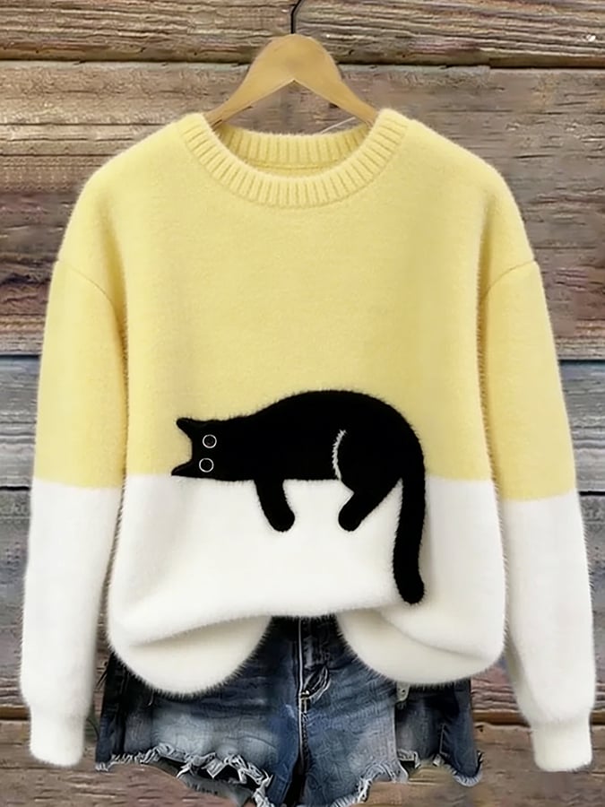 ÉMELINE - SUDADERA OVERSIZE CON ESTAMPADO DE GATOS