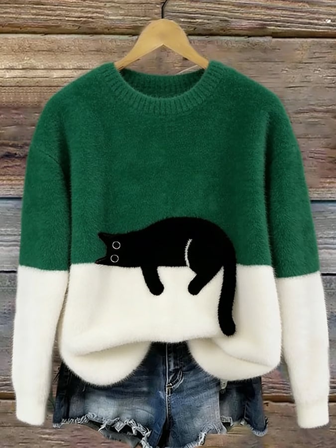 ÉMELINE - SUDADERA OVERSIZE CON ESTAMPADO DE GATOS
