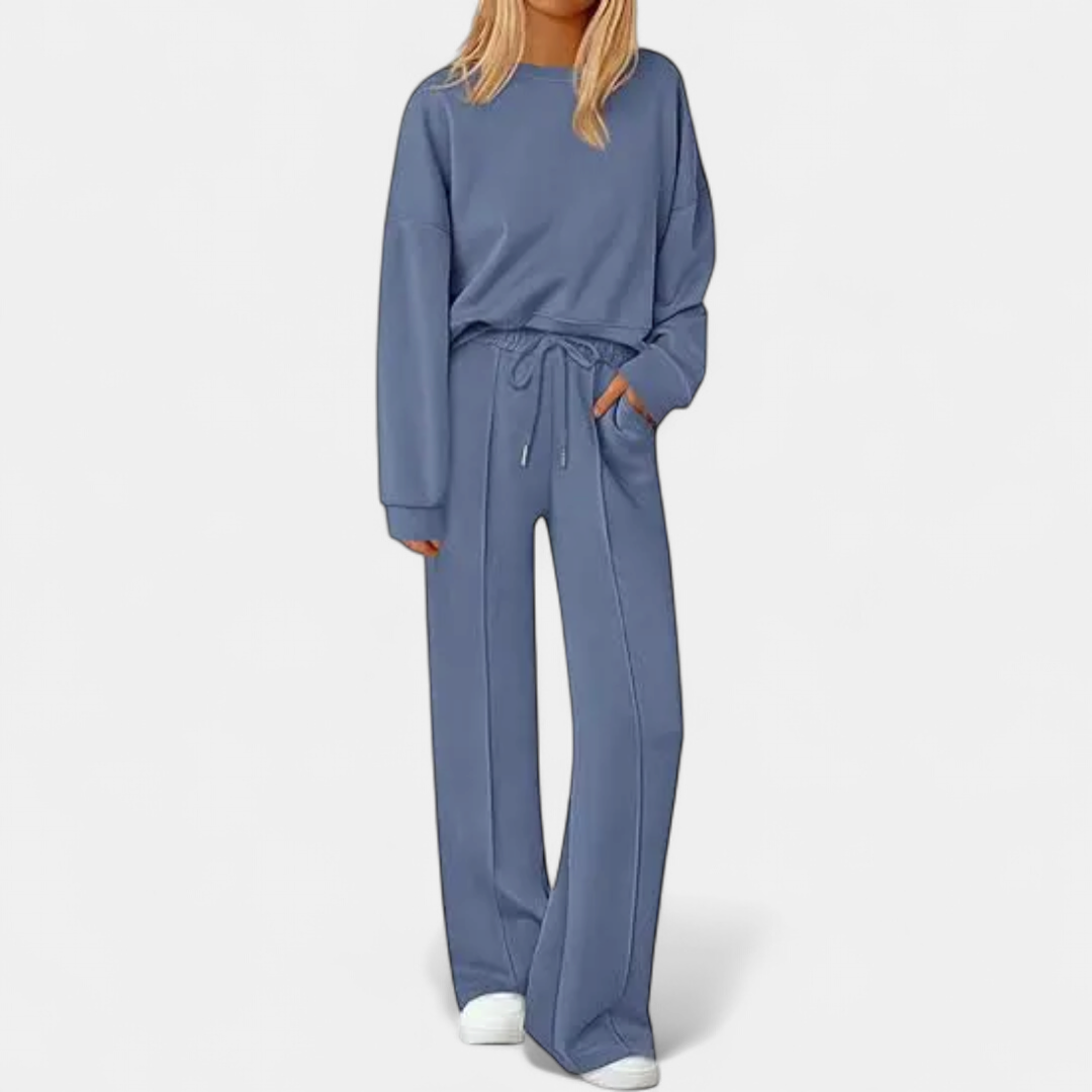 REMY - CONJUNTO DE PUNTO CON PANTALÓN DE PIERNA ANCHA