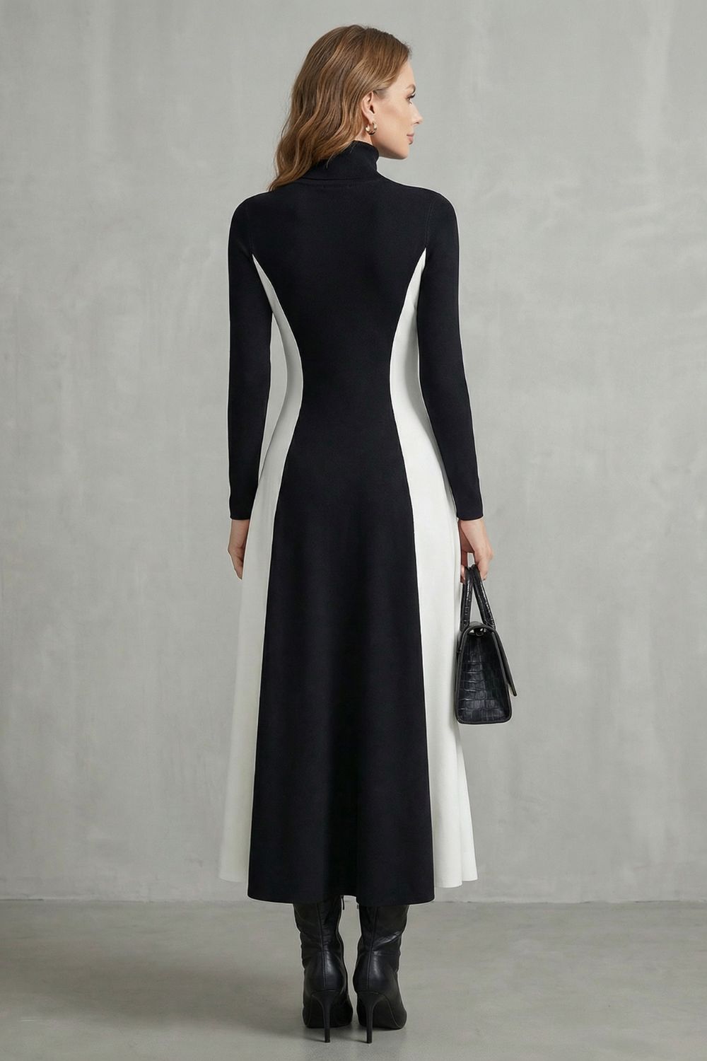 MARIVEILLE - VESTIDO LARGO BICOLOR DE CUELLO ALTO