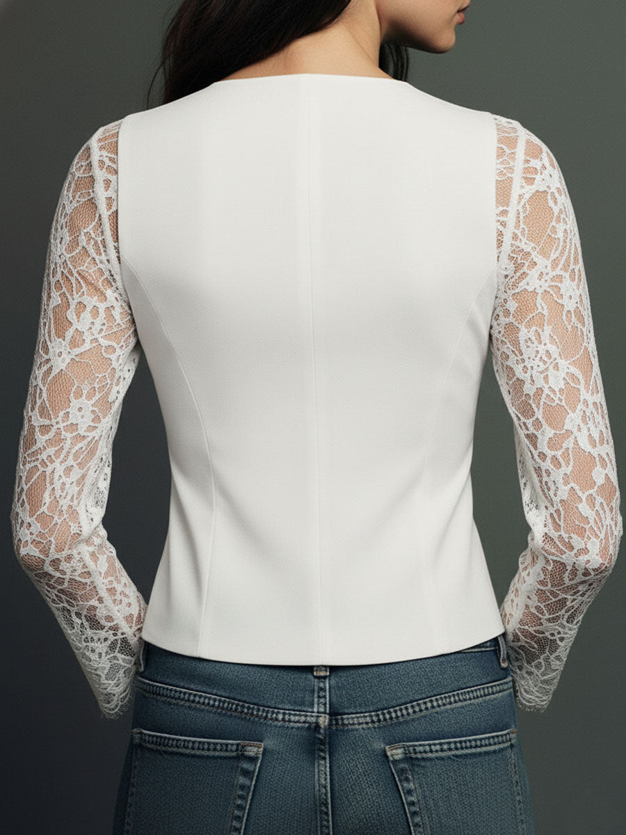 MAELYS - BLUSA NEGRA CON MANGAS SEMITRANSPARENTES