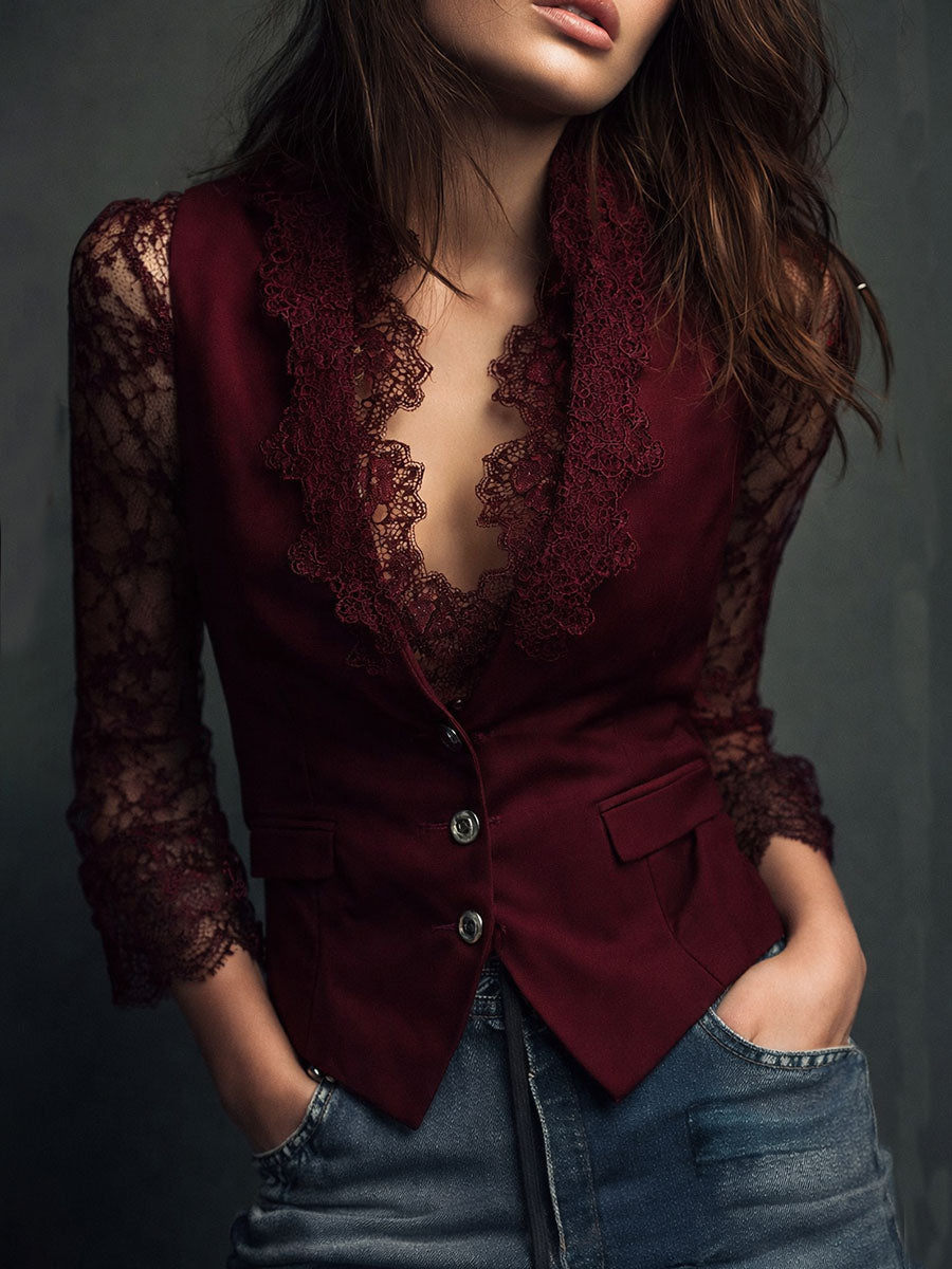 MAELYS - BLUSA NEGRA CON MANGAS SEMITRANSPARENTES
