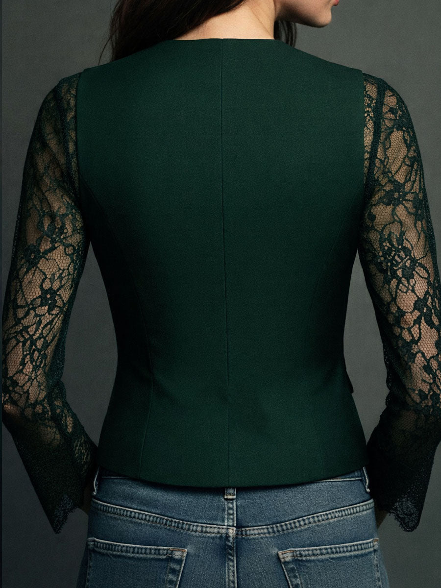 MAELYS - BLUSA NEGRA CON MANGAS SEMITRANSPARENTES