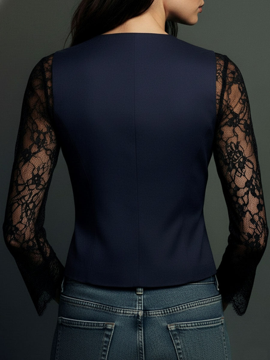 MAELYS - BLUSA NEGRA CON MANGAS SEMITRANSPARENTES