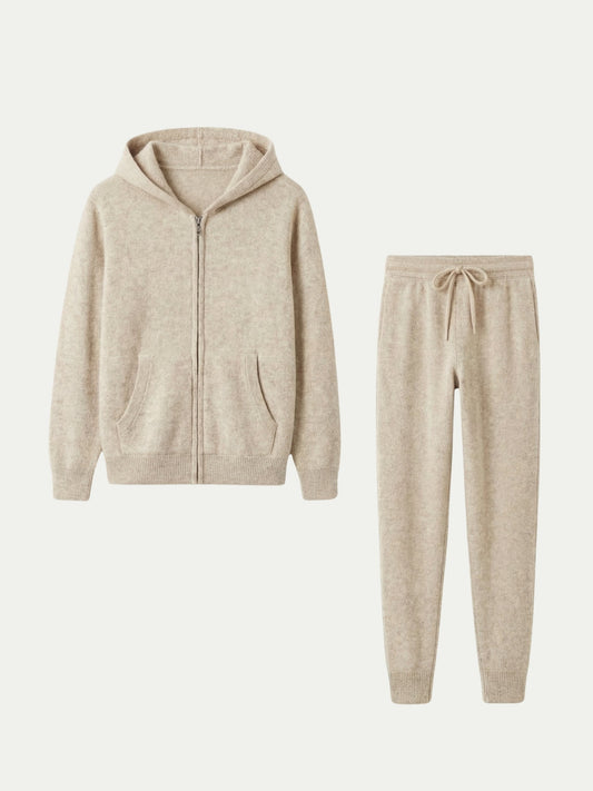 CONJUNTO CON CAPUCHA LISO - BEIGE