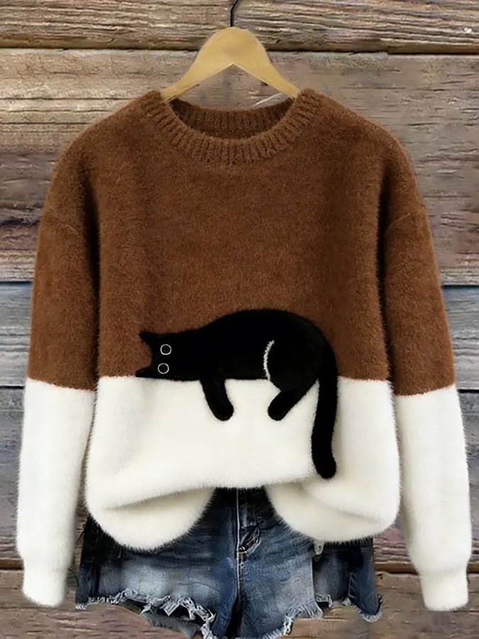 ÉMELINE - SUDADERA OVERSIZE CON ESTAMPADO DE GATOS