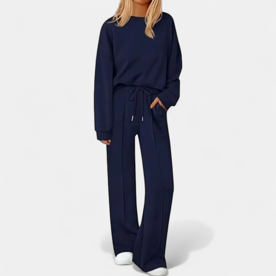 REMY - CONJUNTO DE PUNTO CON PANTALÓN DE PIERNA ANCHA