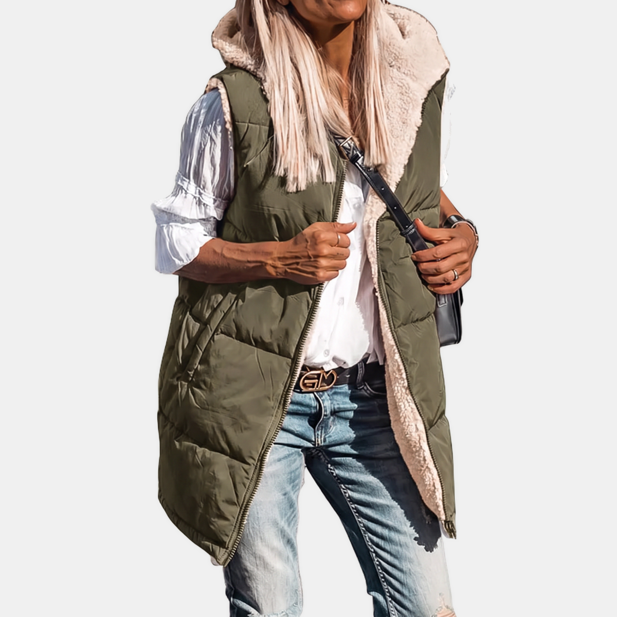 SVEA - CHALECO ACOLCHADO REVERSIBLE CON BORREGUITO
