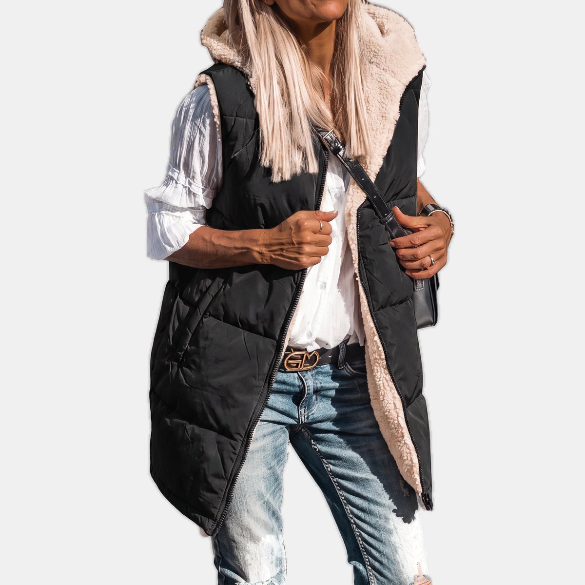 SVEA - CHALECO ACOLCHADO REVERSIBLE CON BORREGUITO