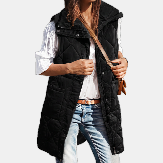 VINTRA - CHALECO ACOLCHADO MIDI CON CAPUCHA