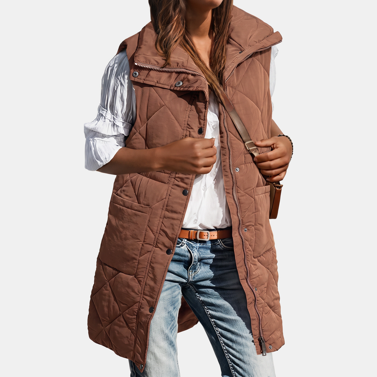 VINTRA - CHALECO ACOLCHADO MIDI CON CAPUCHA