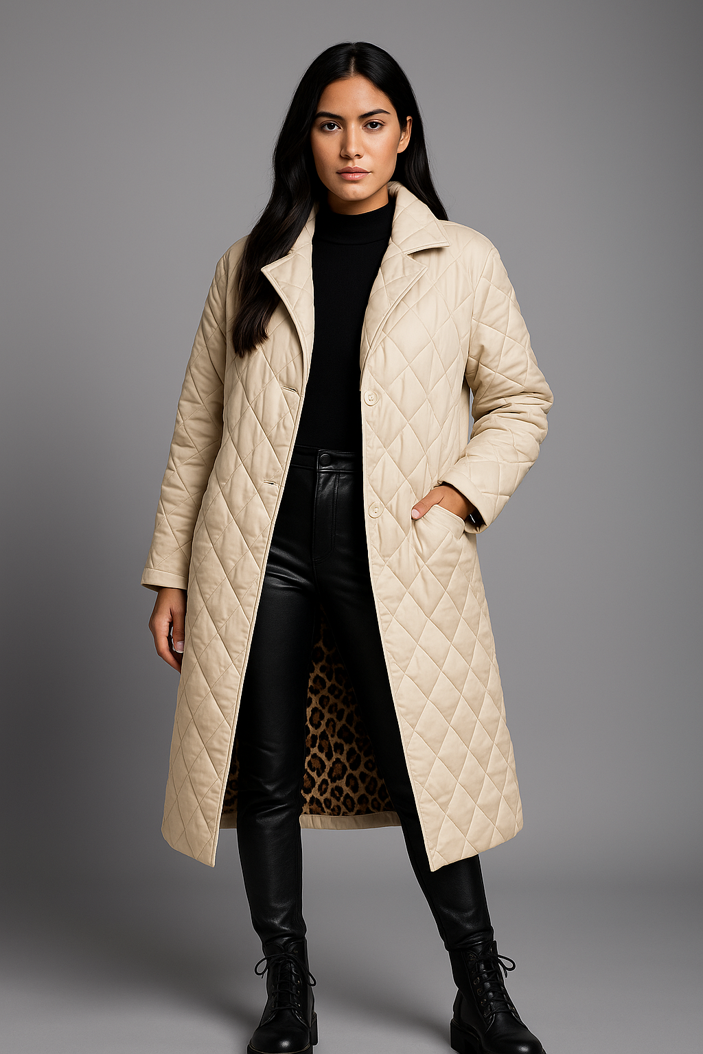 LUPARD - ABRIGO ACOLCHADO REVERSIBLE CON FORRO DE LEOPARDO