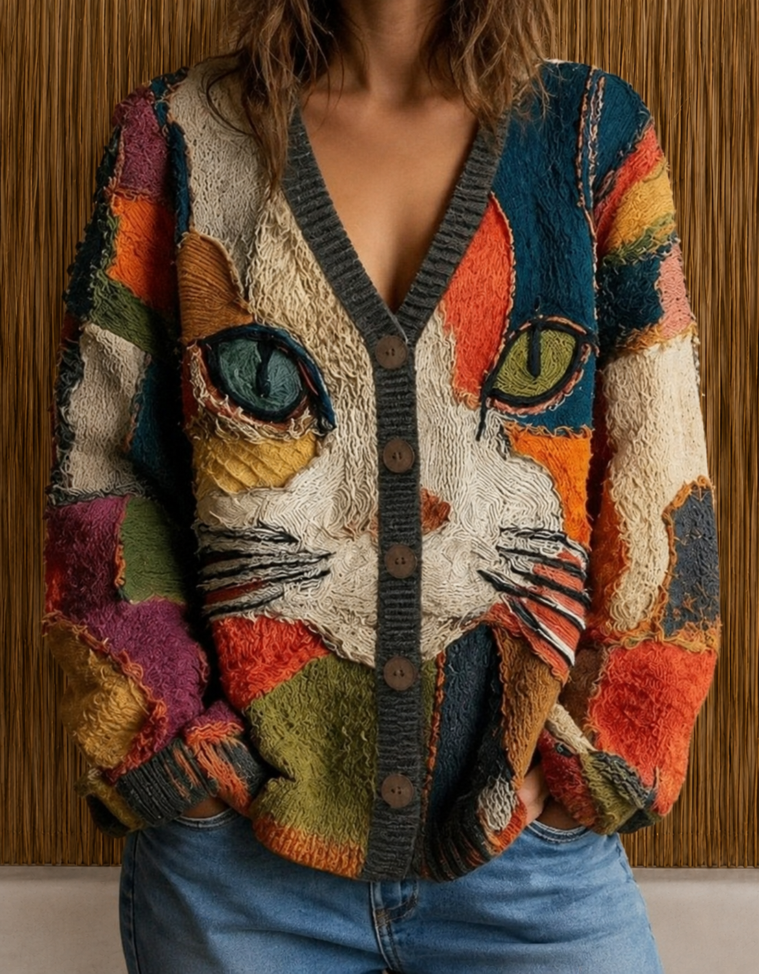 HILDORA - CÁRDIGAN ARTÍSTICO DE GATOS