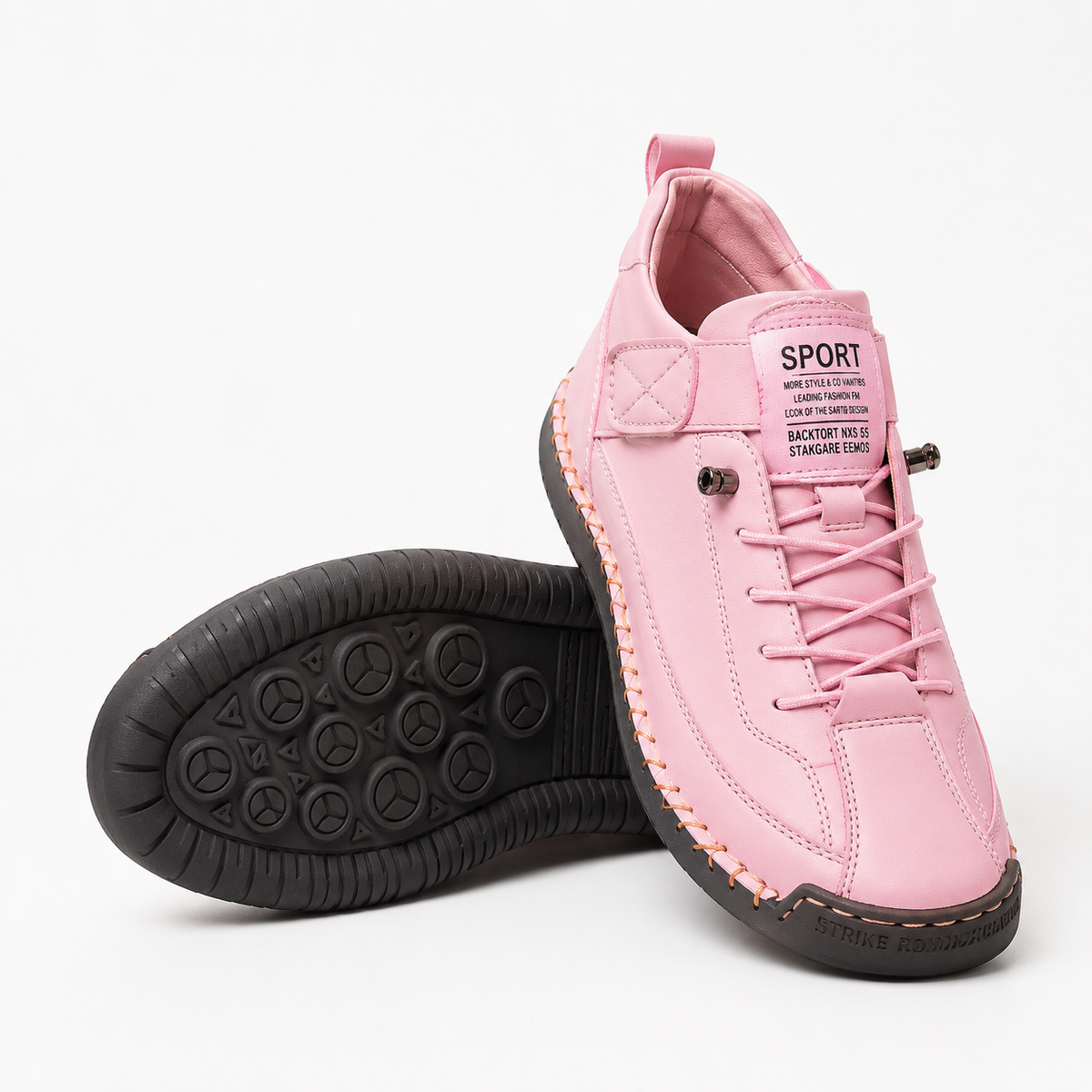 Zapatillas NUVÉ de ecocuero con cordones elásticos y velcro