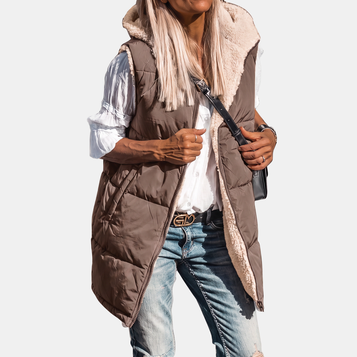 SVEA - CHALECO ACOLCHADO REVERSIBLE CON BORREGUITO