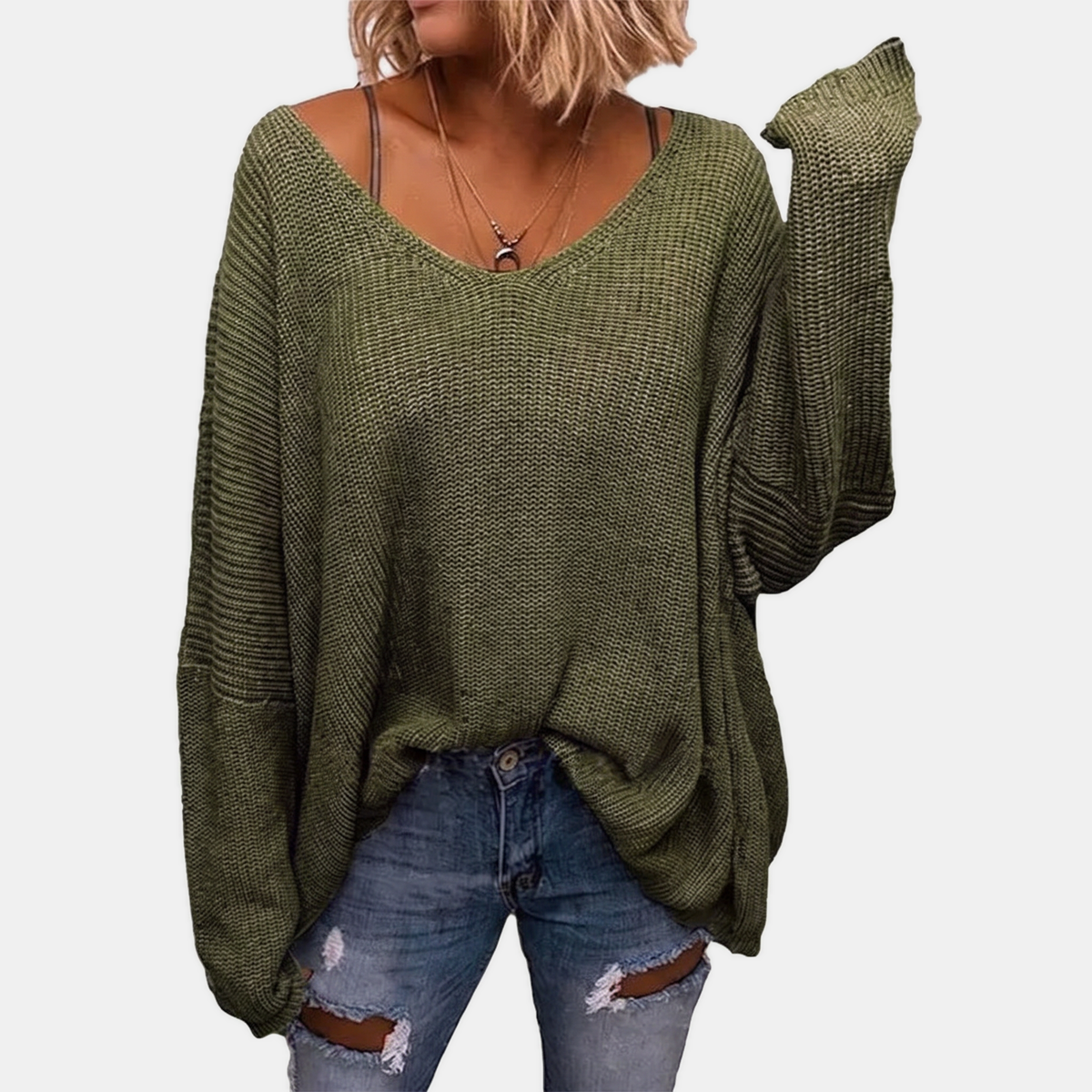 VESNA - JERSEY DE CANALÉ CON MANGAS MURCIÉLAGO Y ESCOTE EN V