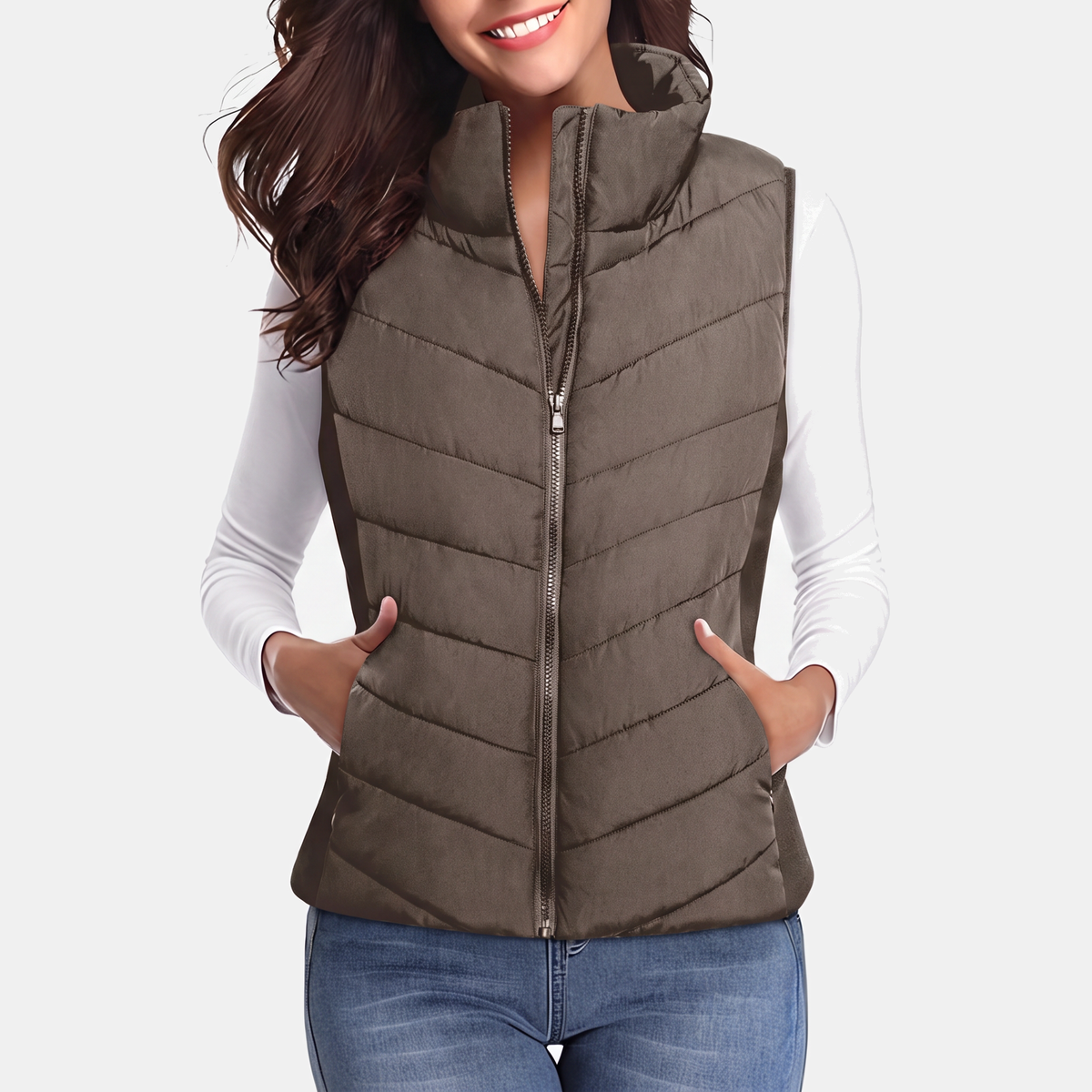 SELKA - CHALECO ACOLCHADO CON COSTURAS EN ZIGZAG
