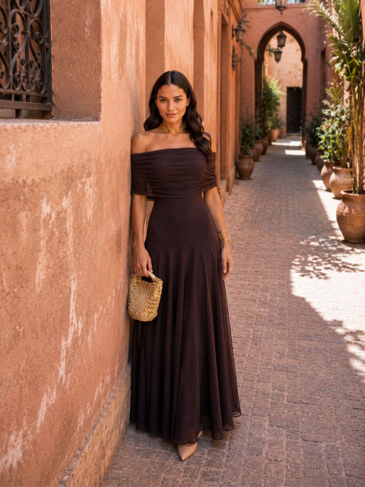 VESTIDO TOLEDO EN COLOR MARRÓN