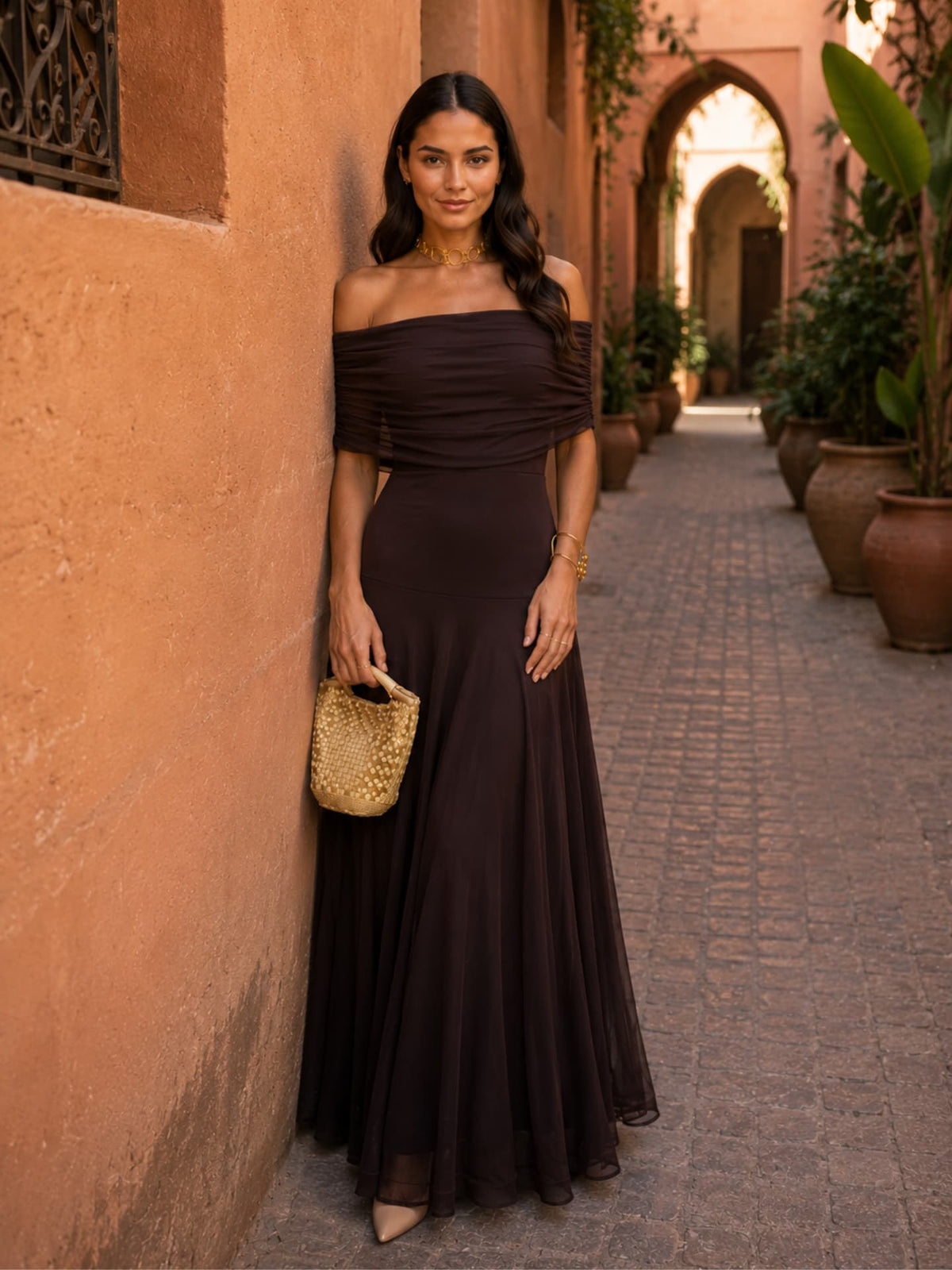 VESTIDO TOLEDO EN COLOR MARRÓN