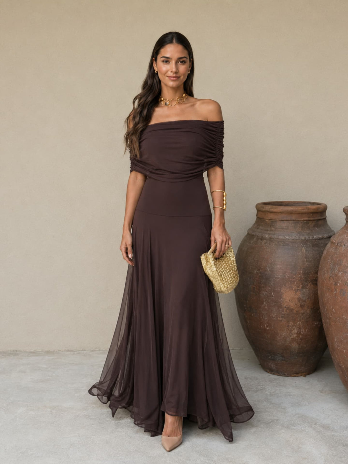 VESTIDO TOLEDO EN COLOR MARRÓN