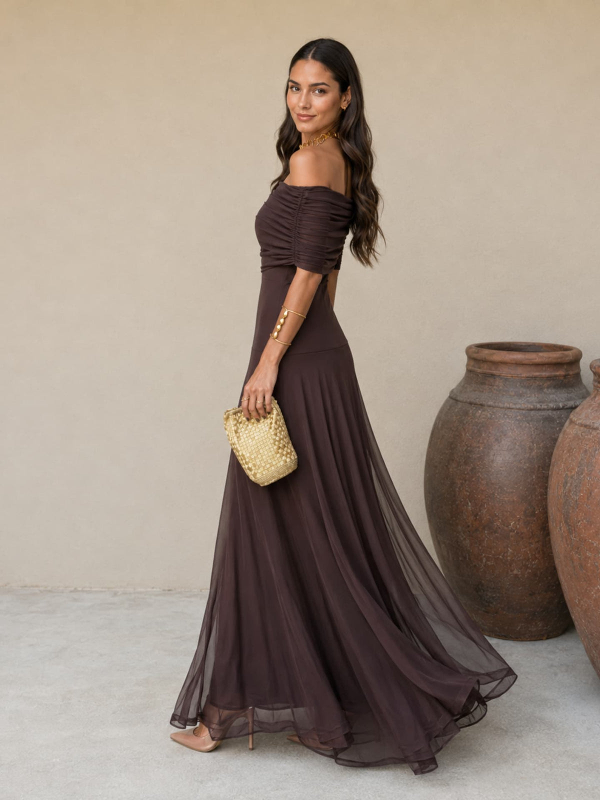 VESTIDO TOLEDO EN COLOR MARRÓN