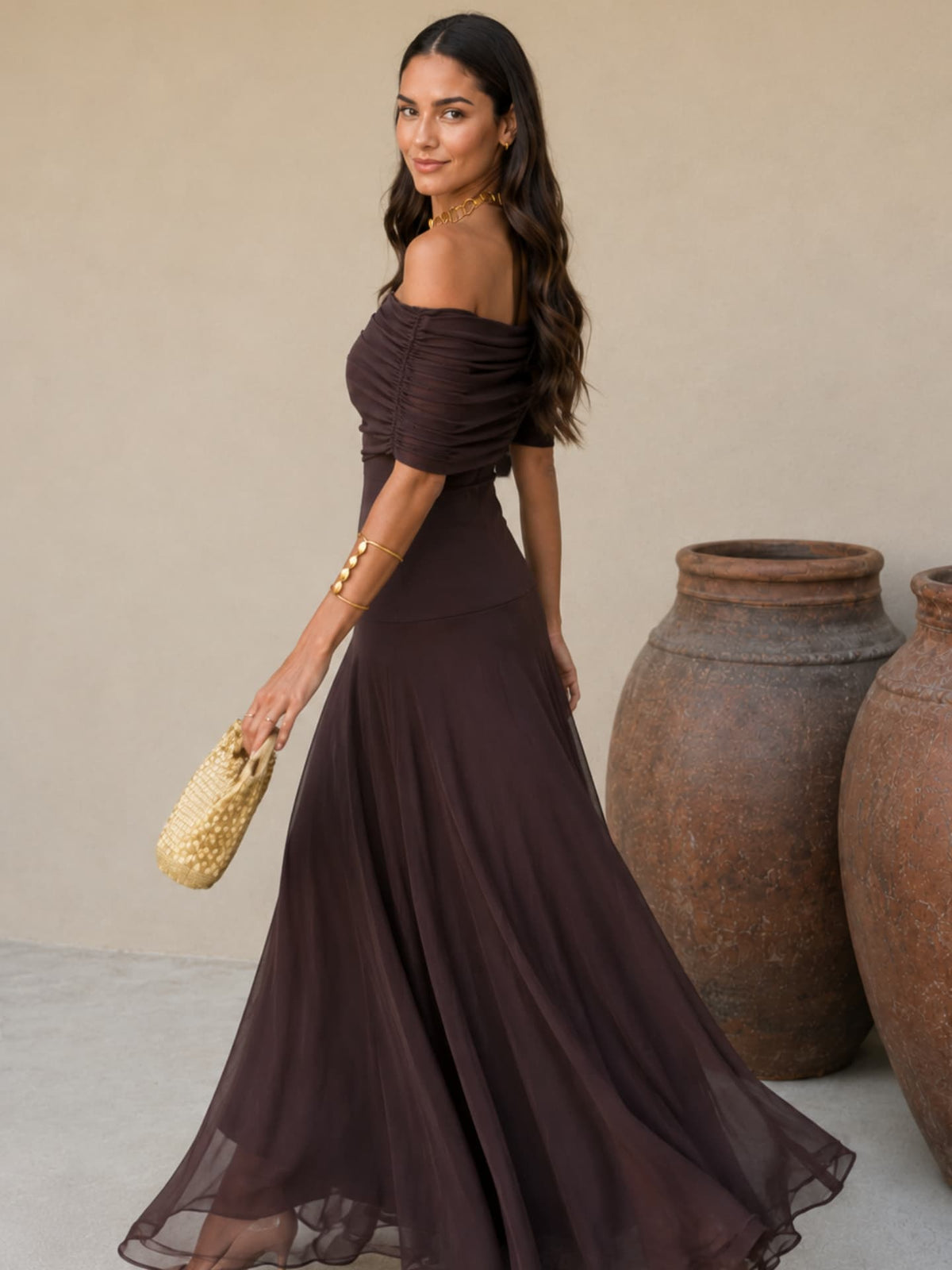 VESTIDO TOLEDO EN COLOR MARRÓN