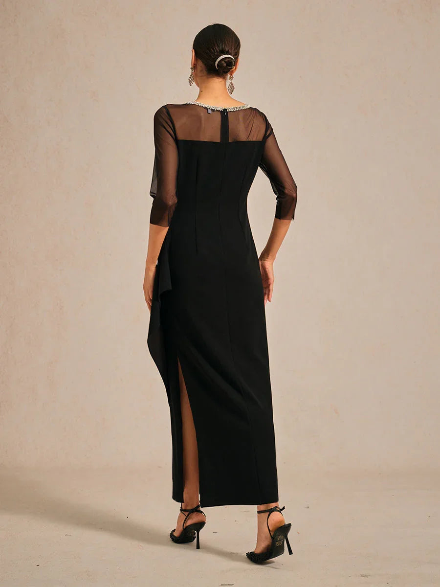 VESTIDO MIDI ENTALLADO CON DRAPEADO