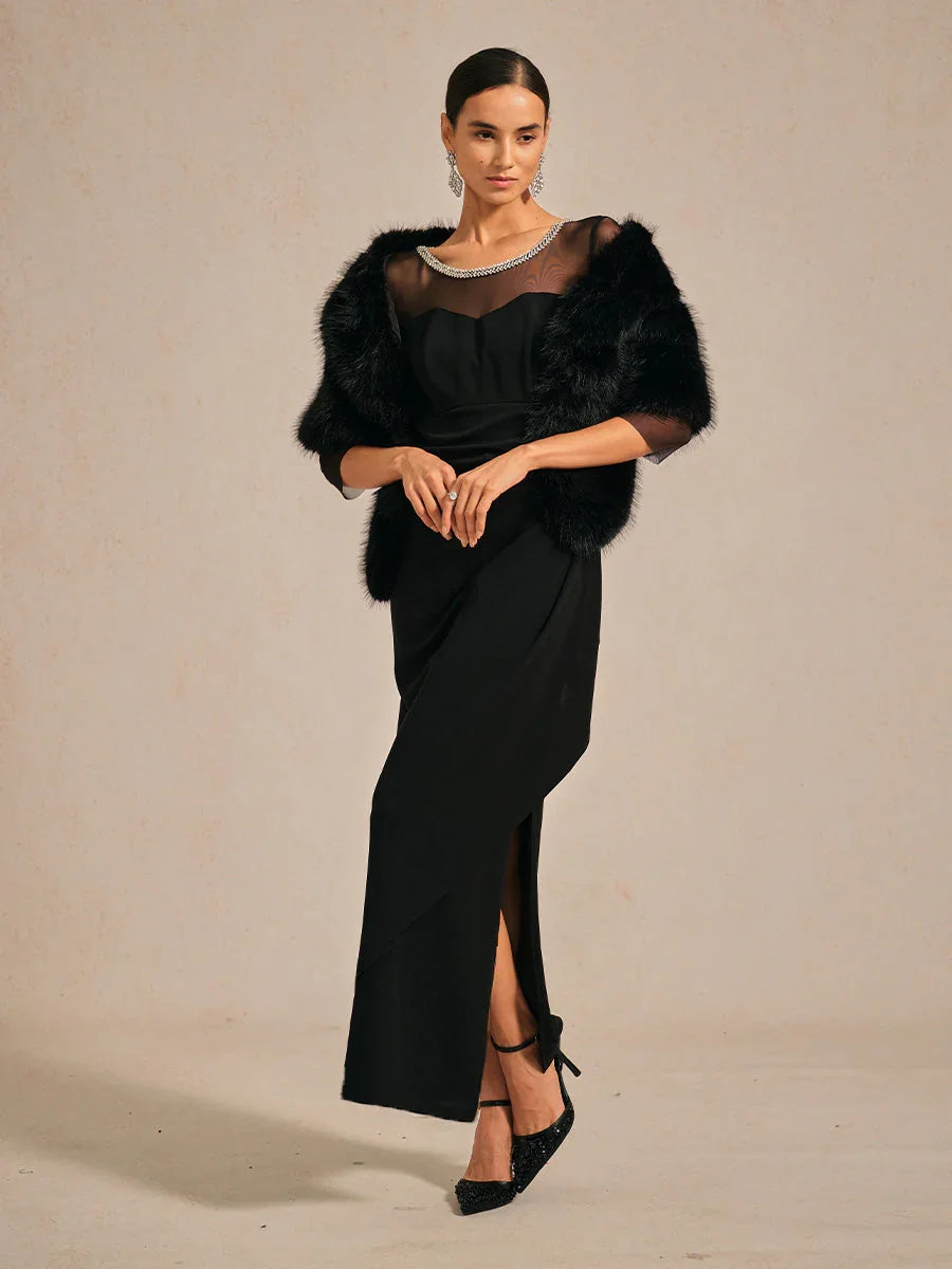 VESTIDO MIDI ENTALLADO CON DRAPEADO