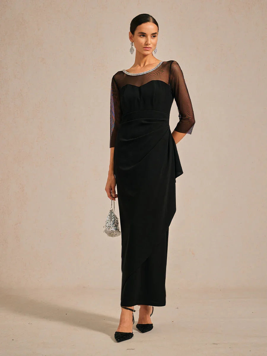 VESTIDO MIDI ENTALLADO CON DRAPEADO