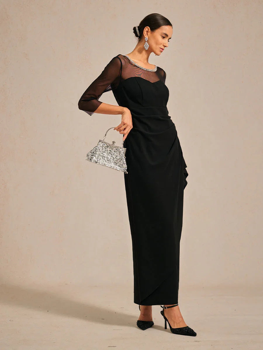VESTIDO MIDI ENTALLADO CON DRAPEADO