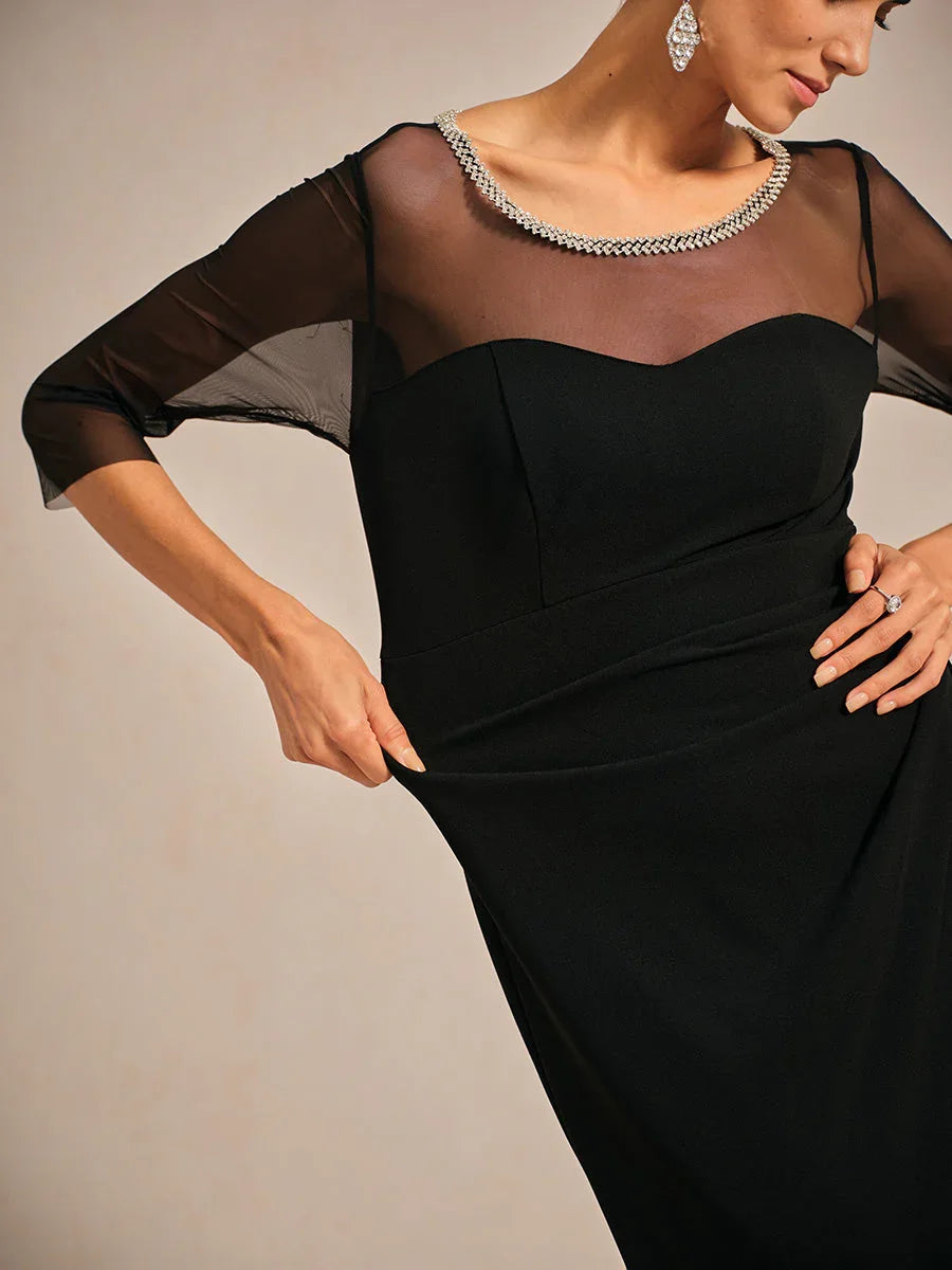VESTIDO MIDI ENTALLADO CON DRAPEADO