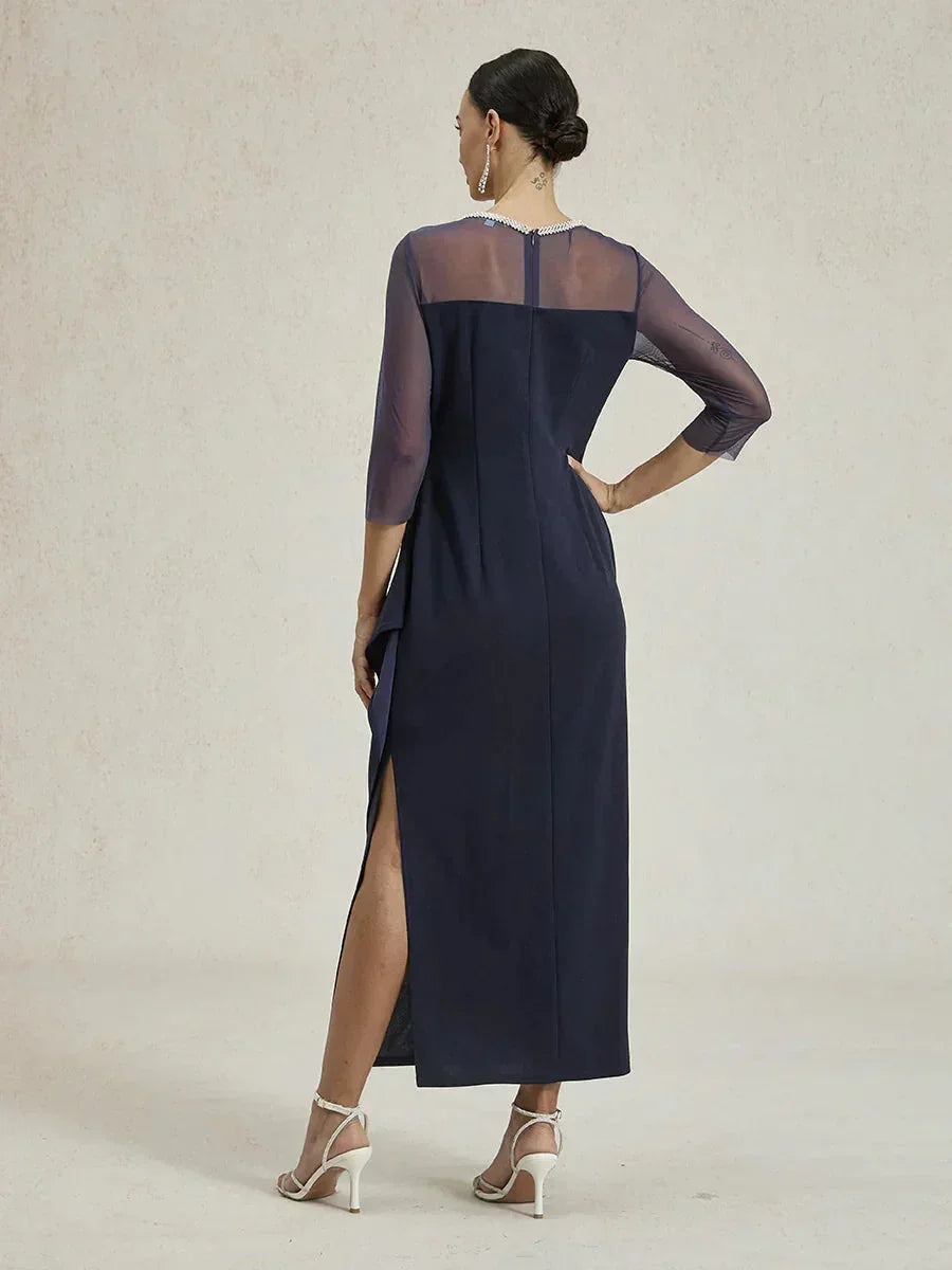 VESTIDO MIDI ENTALLADO CON DRAPEADO