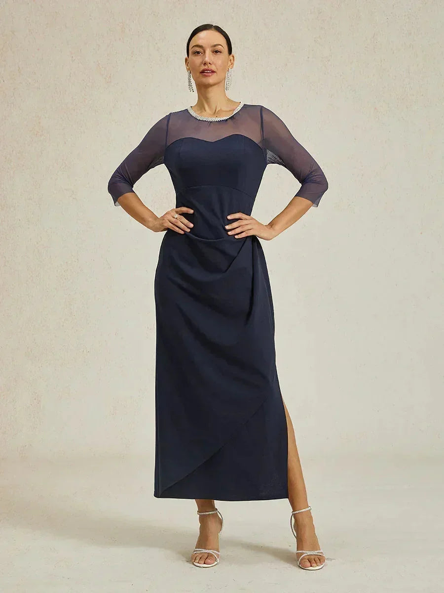 VESTIDO MIDI ENTALLADO CON DRAPEADO