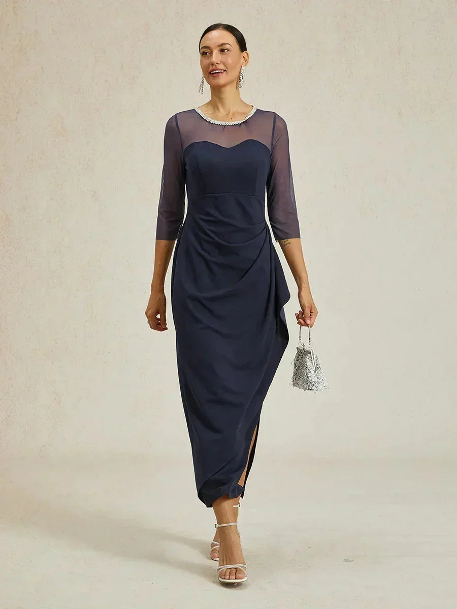 VESTIDO MIDI ENTALLADO CON DRAPEADO