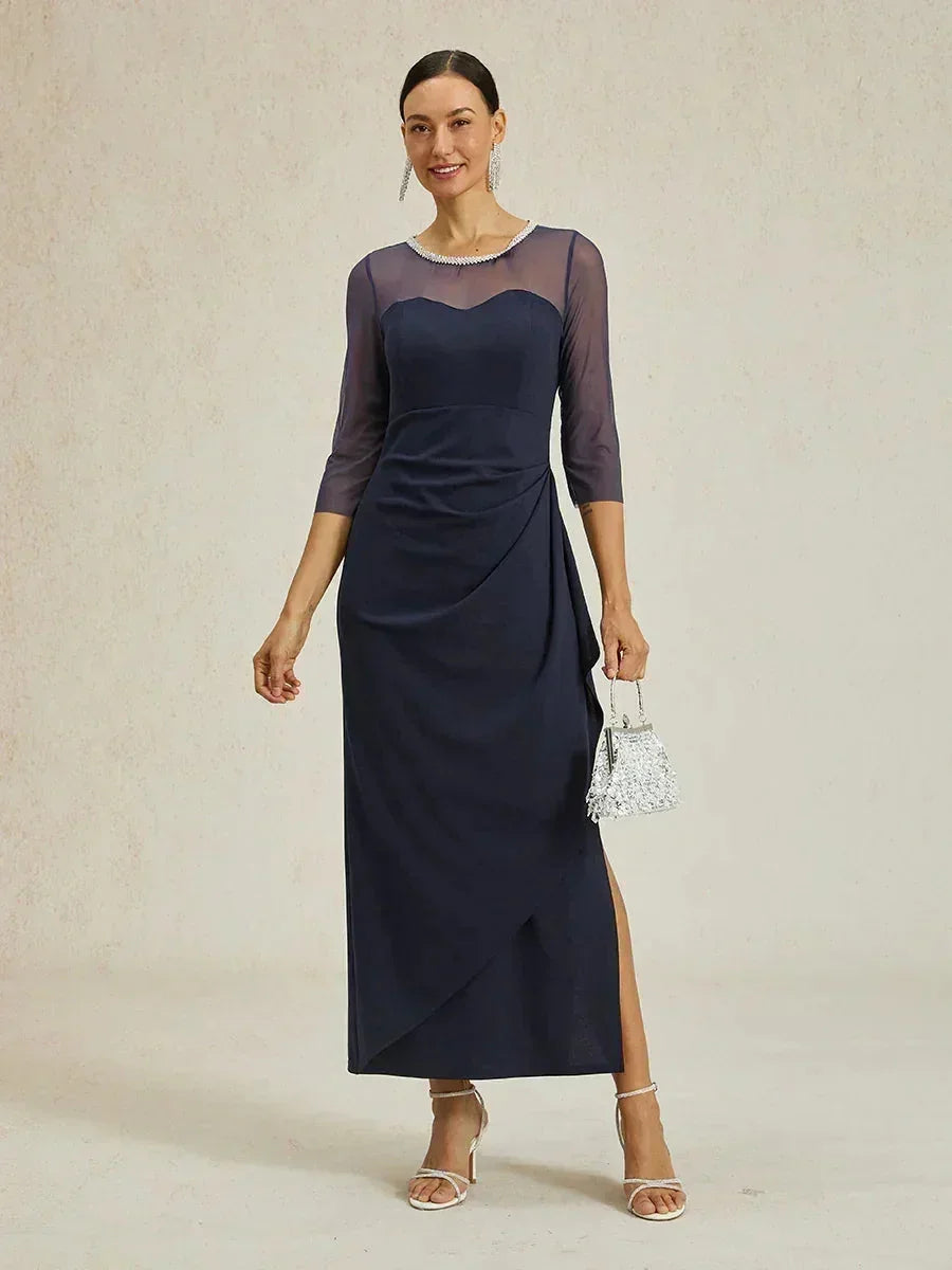VESTIDO MIDI ENTALLADO CON DRAPEADO