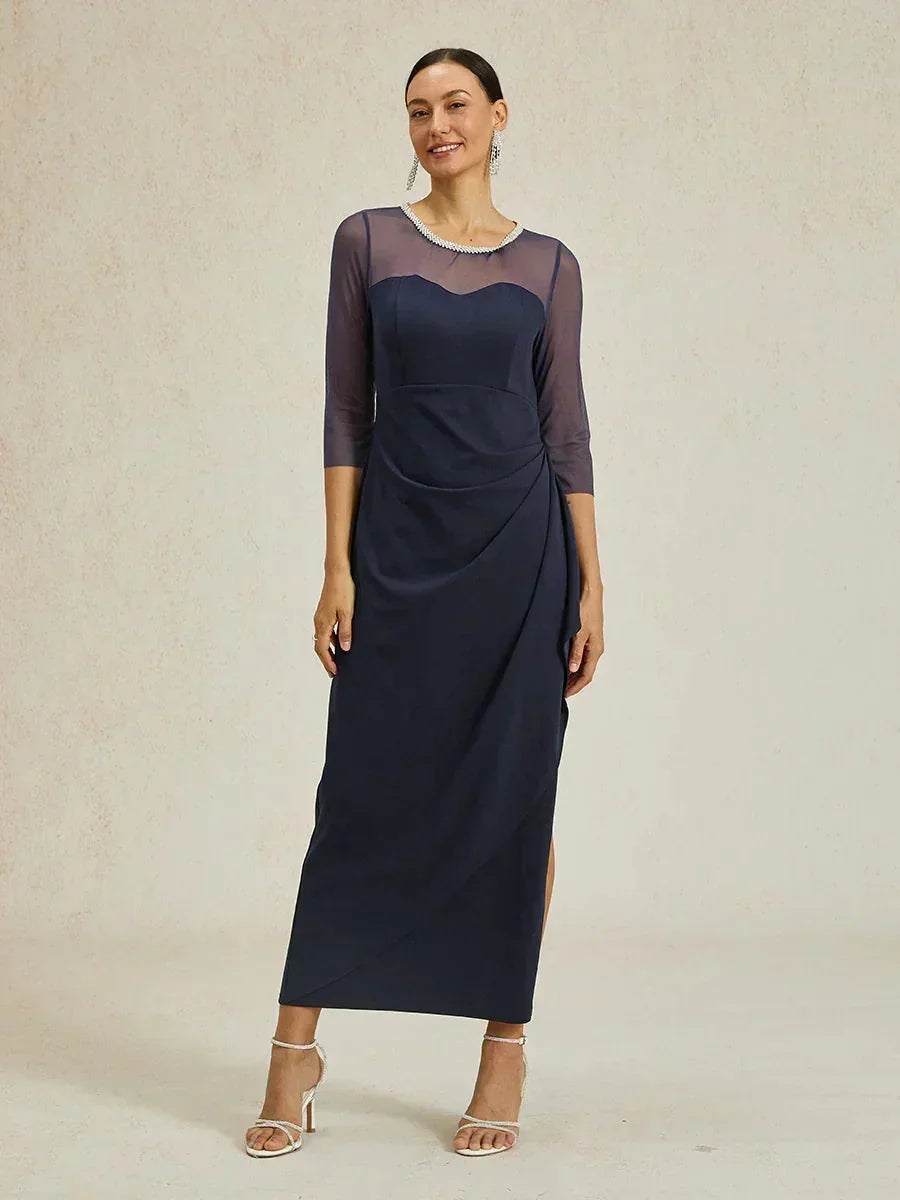 VESTIDO MIDI ENTALLADO CON DRAPEADO