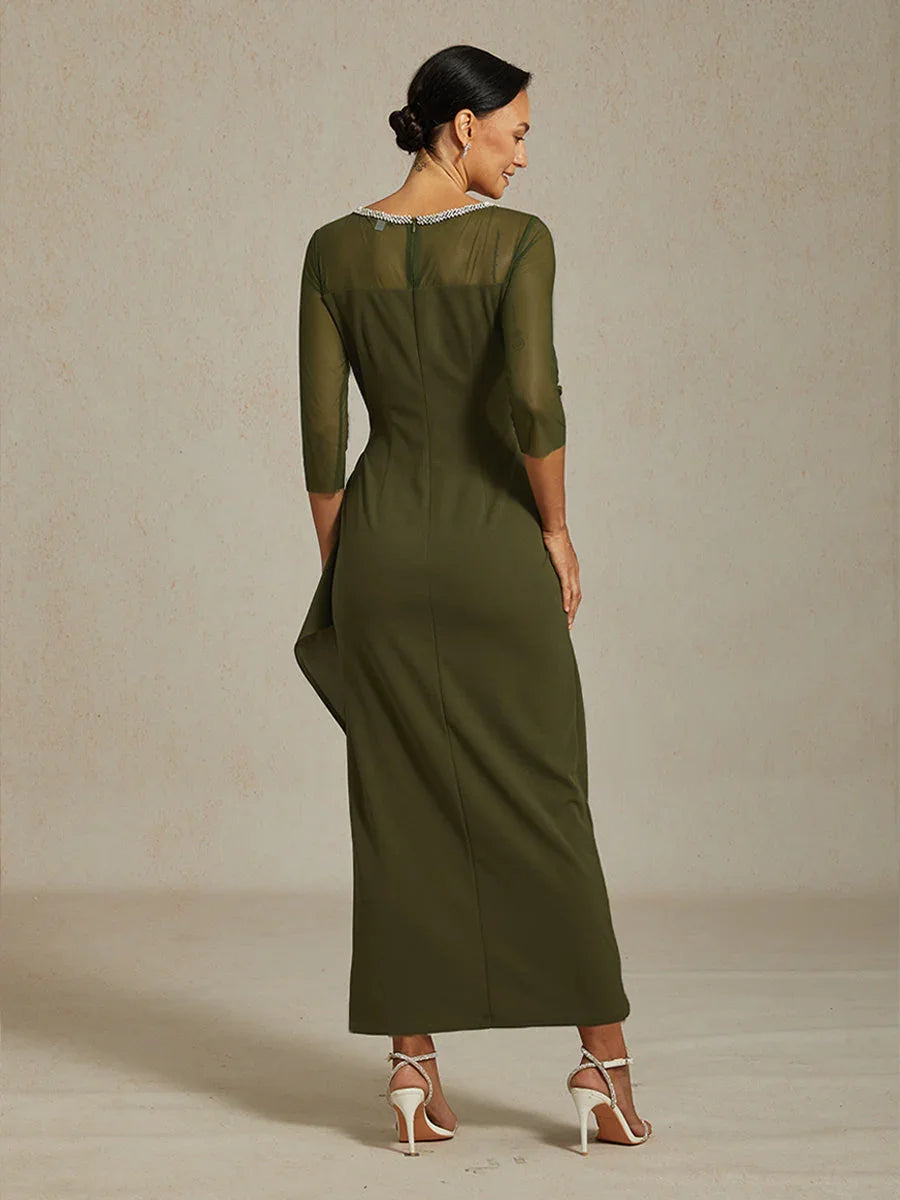 VESTIDO MIDI ENTALLADO CON DRAPEADO