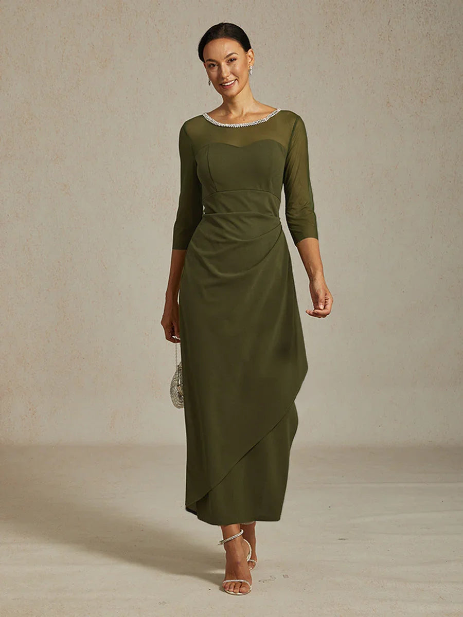 VESTIDO MIDI ENTALLADO CON DRAPEADO