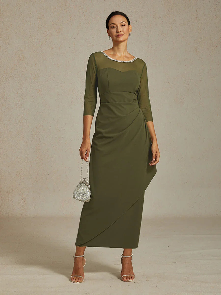 VESTIDO MIDI ENTALLADO CON DRAPEADO