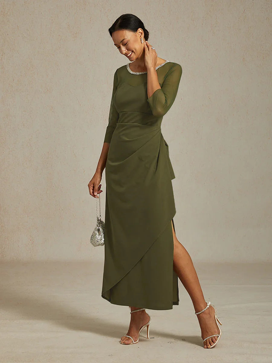 VESTIDO MIDI ENTALLADO CON DRAPEADO