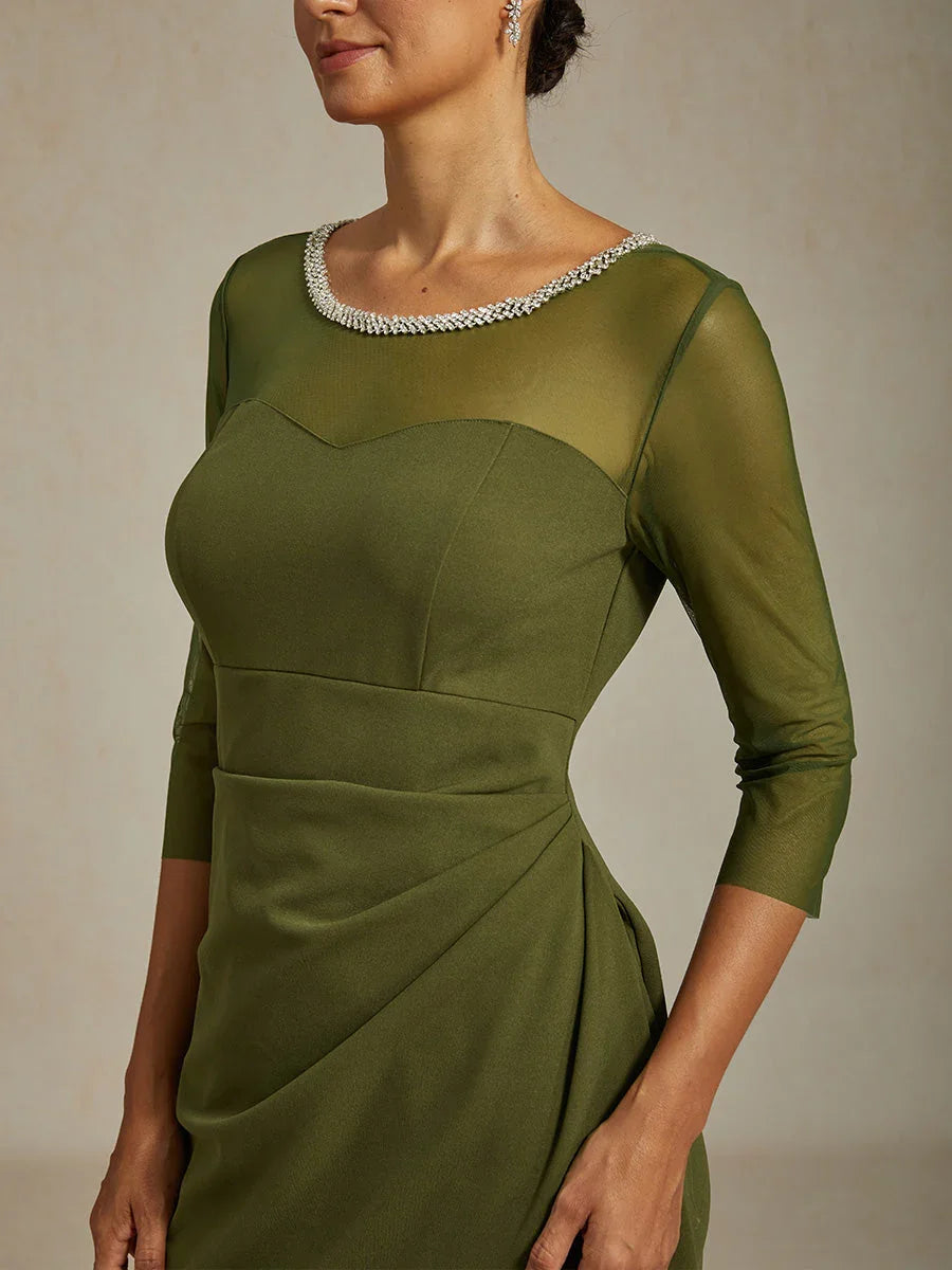 VESTIDO MIDI ENTALLADO CON DRAPEADO